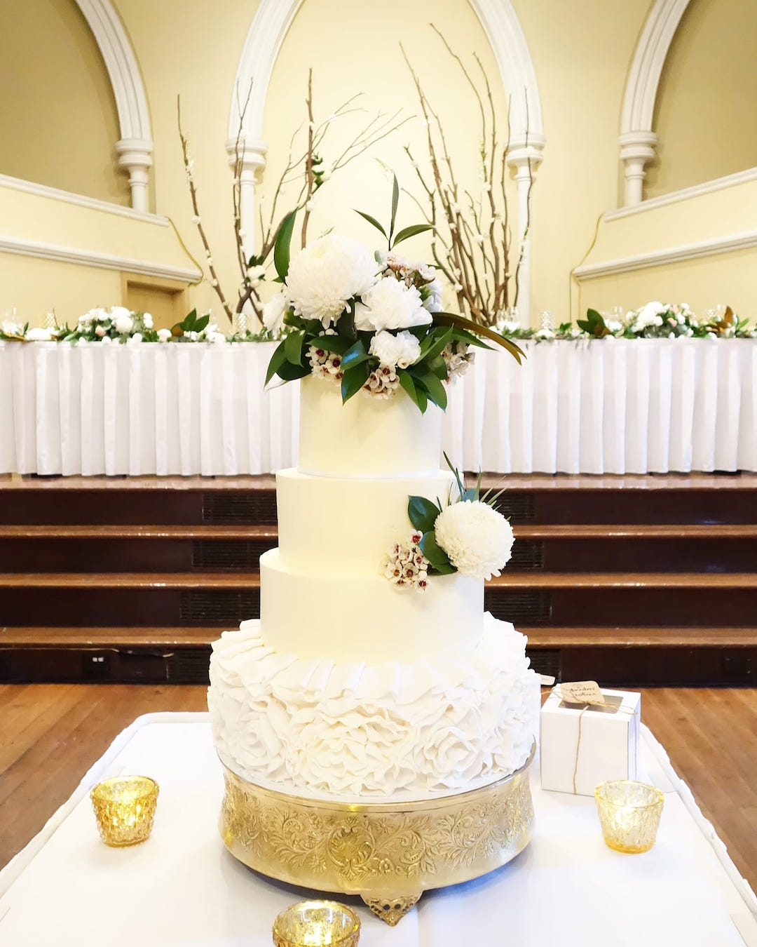 White Floral Wedding Cake in Adelaide by Brown Sugared Love.