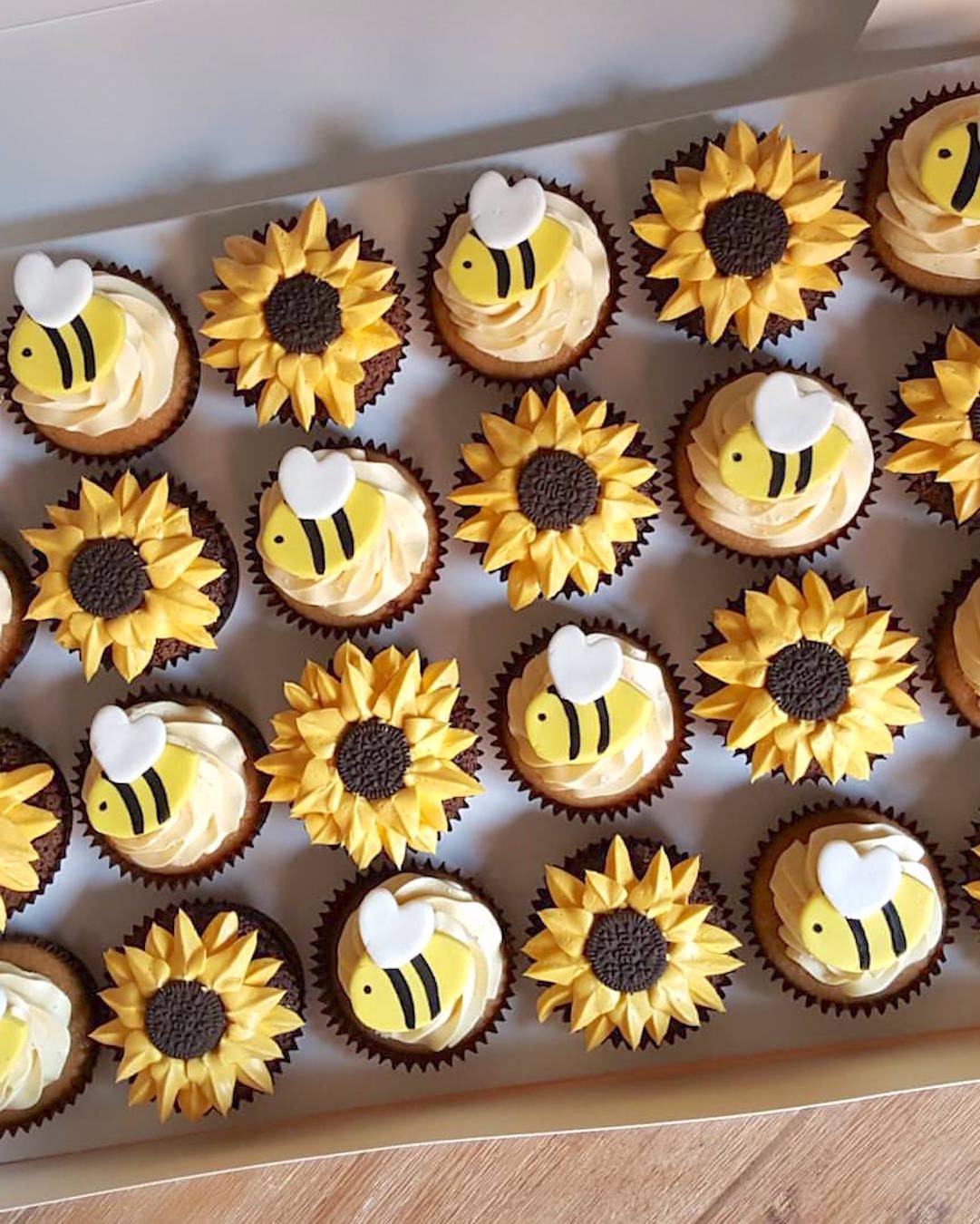Buttercream Bees and Sunflowers Cupcakes in Adelaide by Brown Sugared Love.