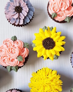 Custom floral buttercream cupcakes in Adelaide